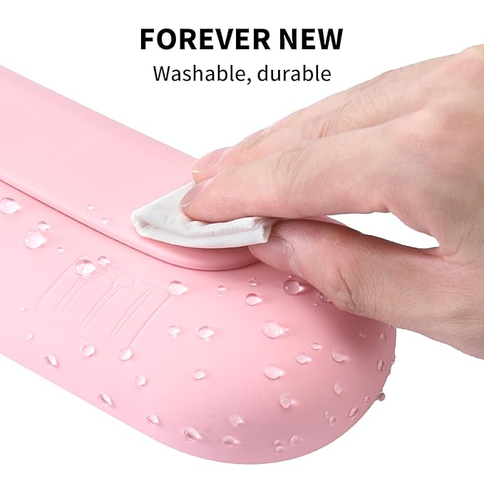 AGIKET Silicone Makeup Brush Holder Travel Cosmetic Bag：Soft Portable Cosmetic Face Brushes Holder with Upgrade Anti-Fall Out Magnetic Closure, Large Travel Makeup Brush Case - Pink
