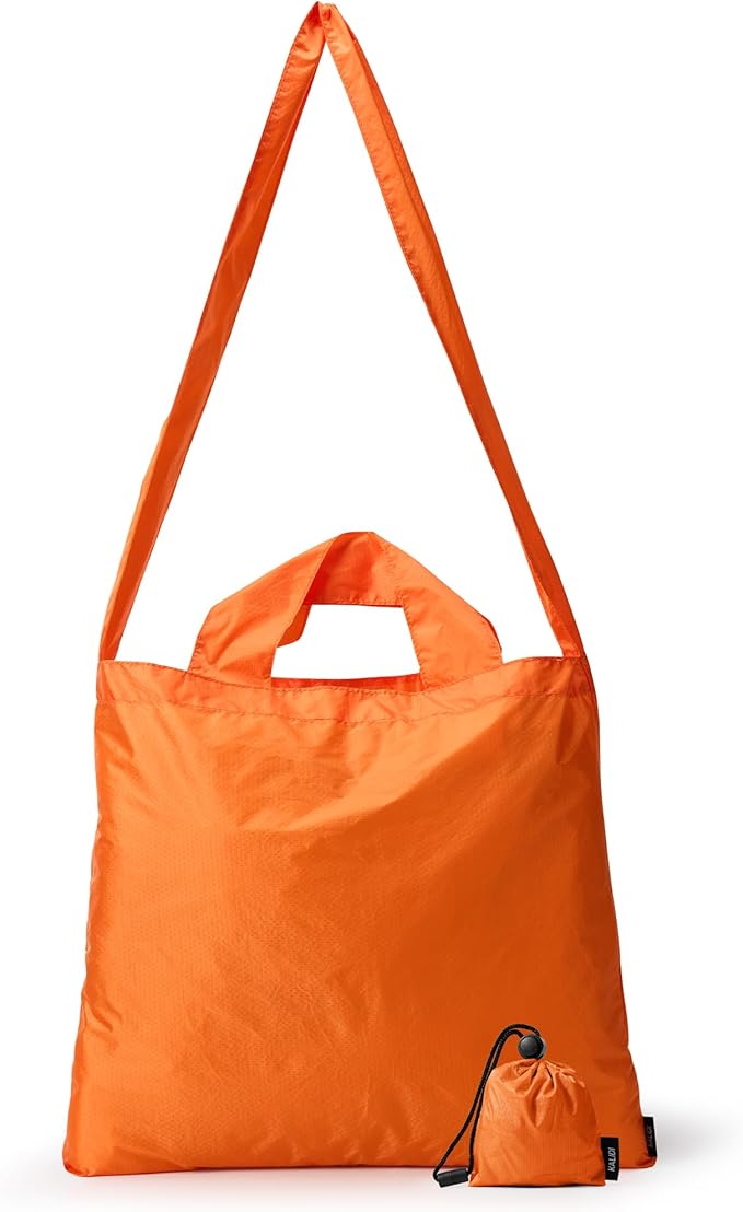 KALIDI Compact Tote Shopping bag Lightweight Foldable Tiny Reusable Grocery Shoulder Bag Crossbody