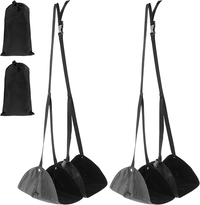 4 Pack Foot Hammock with Storage Bag Adjustable Airplane Foot Rest Portable Airplane Foot Hammock Lightweight Leg Hammock for Long Travel (Black)