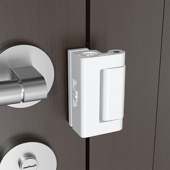 INIRET 2 Packs White Adjustable Heavy Duty Zinc Alloy Portable Door Lock,Security Device for Enhanced Safety,for Home,Hotels,Travel,Apartments Prevents Unauthorized Entry,No Drill