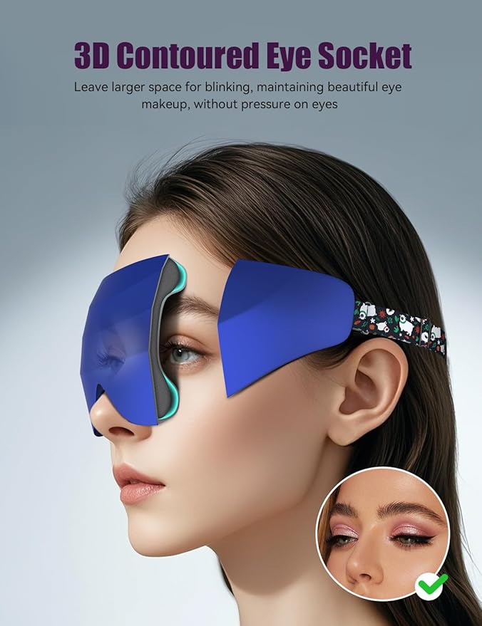 Sleep Mask for Side Sleeper Women Men, EVA BELLE Eye Mask for Sleeping Light Blocking, 3D Sleeping Mask Blackout, Soft Breathable Eye Shade Cover with Adjustable Elastic Strap for Travel Home Nap Rest