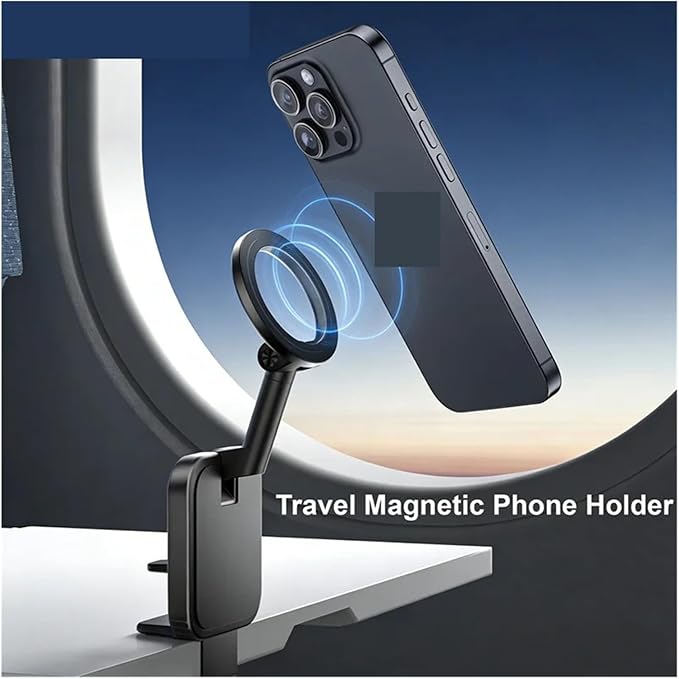 Magnetic Phone Holder - Desktop Hands-Free Detachable Mount for 17 16 - Flexible Travel Essentials for Airplane & Car