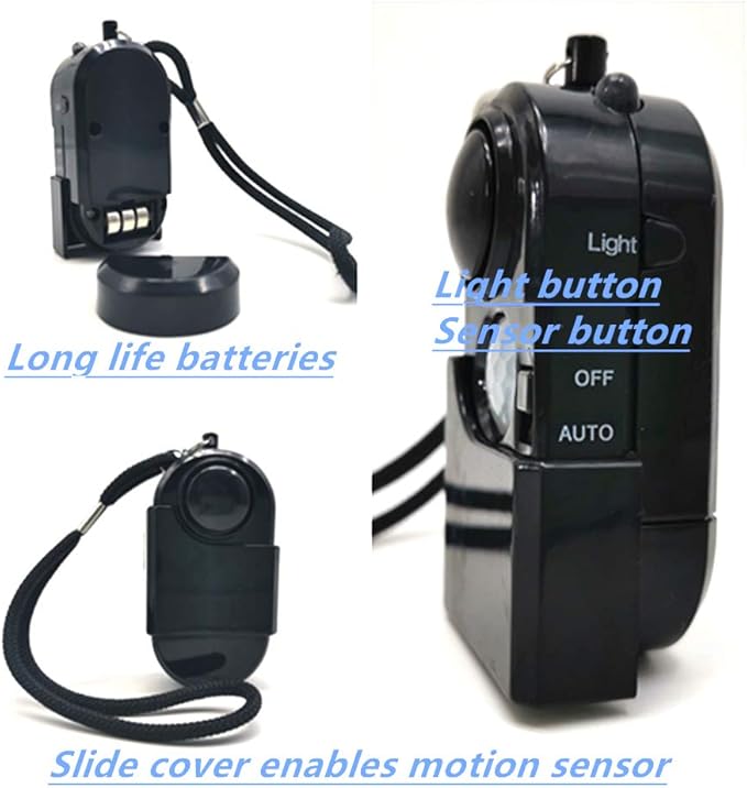 Portable Mini Motion Detector Alarm + 120DB Ear-Piercing Siren + SOS LED Light, Hotel Door Room Security Device for Female Women Kids Life Safety While Travelling Alone 2-Pack