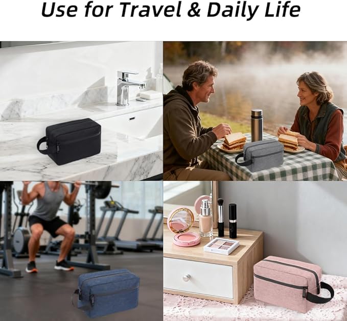 DSYSC Travel Toiletry Bag for Women Men, Small Makeup Bag, Water-Resistant Cosmetic Bag, Cosmetic Pouch, Traveling Dopp Kit, Travel Essentials Accessories (Pink)