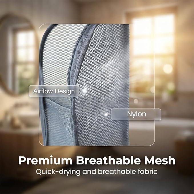 Fauppt Portable Lightweight Travel Toiletry Bag Standing Toiletry Bag,2026 EVA Mesh Cosmetic Waterproof Bag Travel Essentials (Grey*1)