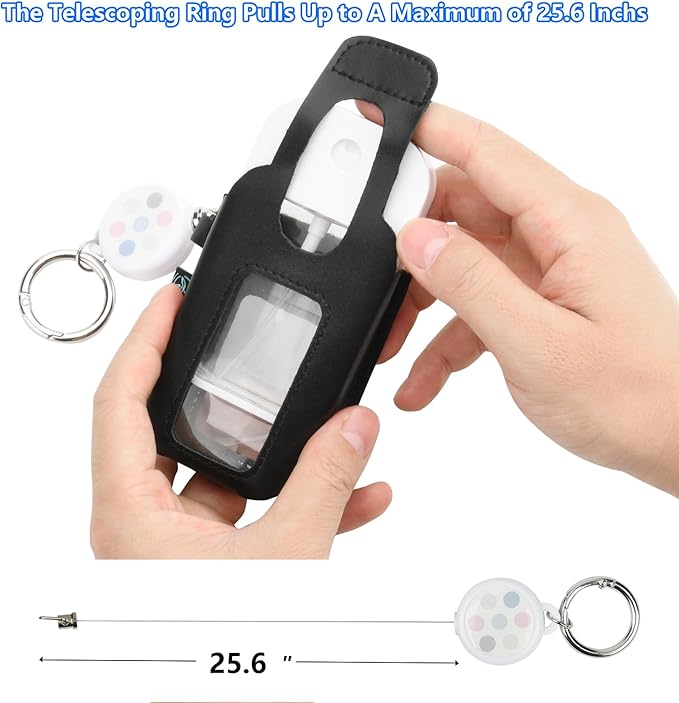 Beautyflier PU Holder Sleeve for Touchland Power Mist and Glow Mist 1FL OZ Hand Sanitizer Spray, Protective Case with Keychain and Telescoping Ring, Perfectly for Travel, Sleeve Only