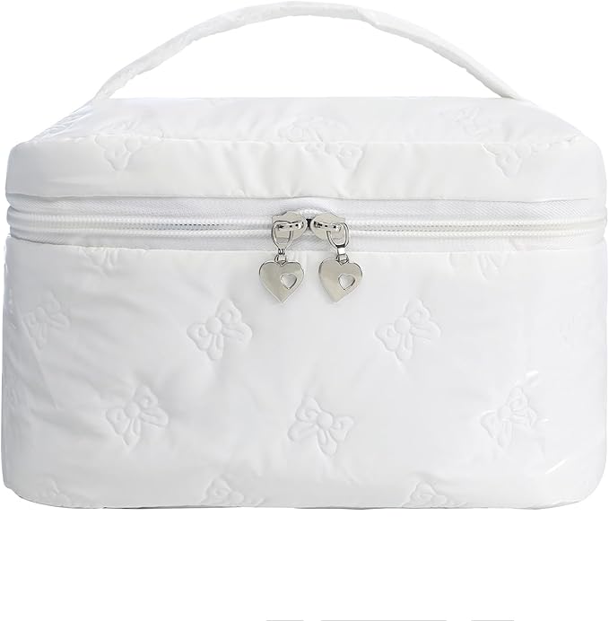 Makeup Bag Toiletry Bag for Women, Waterproof Material with Handle, Can Accommodate Toiletries, Makeup Brush Accessories（White）