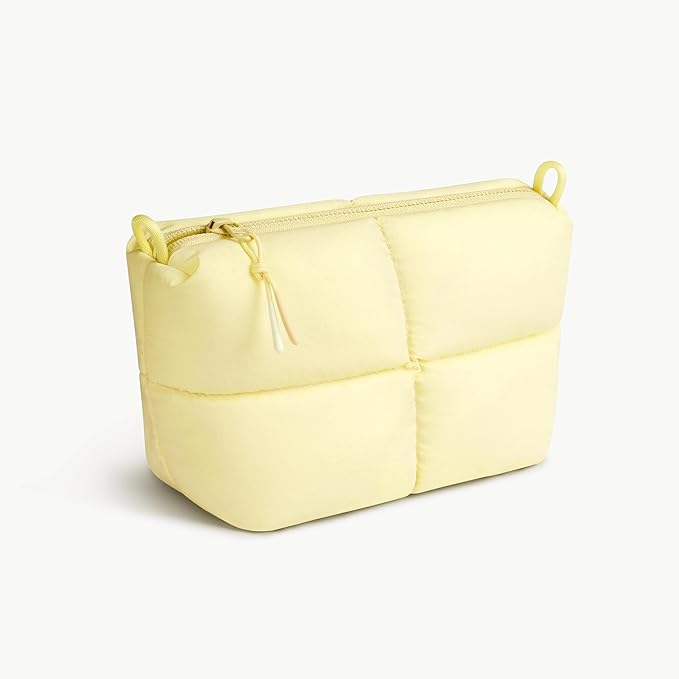 Comfyable Puffy Electronics Organizer Travel Case, Cute Tech Pouch for Women Men, Cable Storage Bag for Charger, Phone, Power Bank, Cord, Compact Tech Accessories Pouch, Butter Yellow