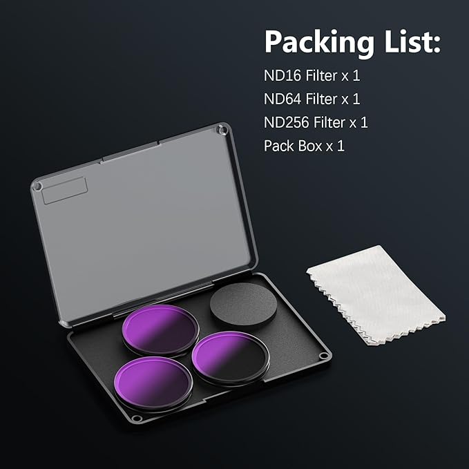 AMAZEAR ND Filters Kit for DJI OSMO Action 6 Accessories (3 Pack), Action6 ND16 ND64 ND256 Optical Glass Pro Lens Filters with Multi Coating for Cinematic Motion Blur and Light Reduction