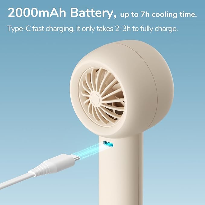 JISULIFE Mini Portable Fan-Bladeless Safe Design, Powerful Turbo Handheld Fan with 3 Speeds, USB Rechargeable, Small Pocket Design for Travel/Lash, Gifts For Girls/Women (Pack of 2)