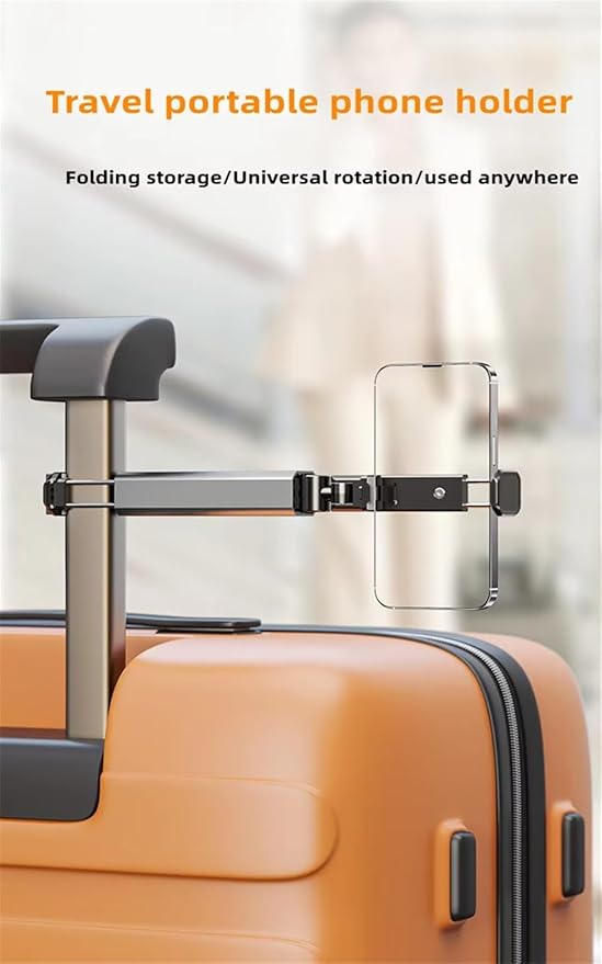 Universal Travel Essentials Phone Holder for Planes Car Portable Cell Phone Stand for Desk for iPhone Samsung Smartphones (Silver)