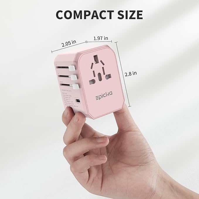 EPICKA Universal Travel Adapter GaN 45W, European Travel Plug Adapter with PD&QC Fast Charging(2 USB-A & 3 USB-C Ports) - Worldwide Travel Essentials, International Power Adapter for UK/US/AU