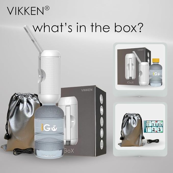 VIKKEN® Portable Travel Bidet USB-Type C Rechargeable Electric Mobile Handheld Ultra Strong Water Spray Personal Hygiene Self Care for Women & Men, iGo-X 250ml White