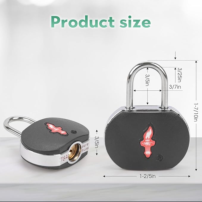 TSA Approved Luggage Locks 3 Pack with Luggage Tags | 6 Keys, Black Travel Lock Bundle - Solid Brass Core & Rubber Armor Padlocks for Suitcases, Backpacks (TSA Certified)