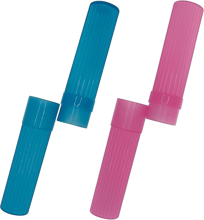 American Comb Toothbrush Holder (Blue & Pink) Made in USA, with Ventilation Holes, for Toothbrush Covers, Toothbrush Holder, Toothbrush Soft, Durable Design, Hygienic Bathroom Accessory
