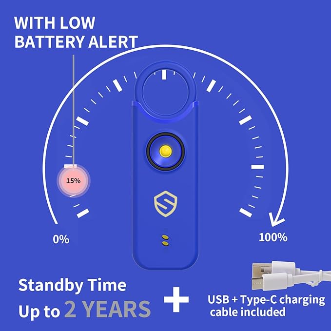 Personal Alarm for Women, Men, Kids, Elderly, Self Defense - Designed by Women 140DB Extra Speakers Alarm with Strobe Light, Rechargeable, Safety Alarms and Premium Keychain (Elegant Purple)