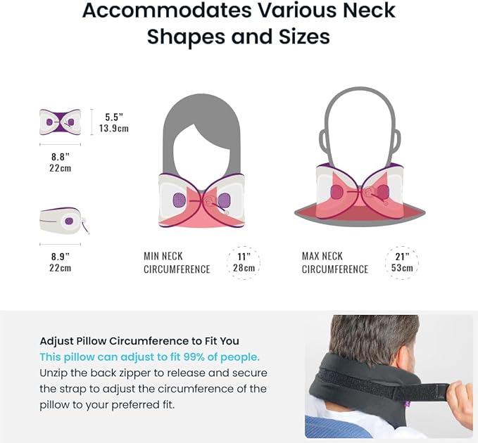 Cabeau Evolution X Travel Essential Neck Pillow - Memory Foam Body Positioner - Perfectly Contours to 11-21 Inch Necks - Three Ways to Adjust for Ultimate Comfort on Long Flights - Diamond