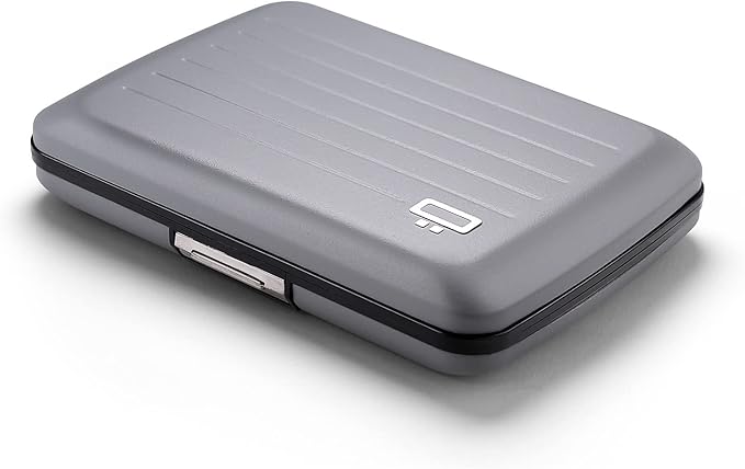 ÖGON -DESIGNS- Aluminum card holder with metal lock, RFID protection against fraud and demagnetization, compact wallet, Smart Case OSLO model