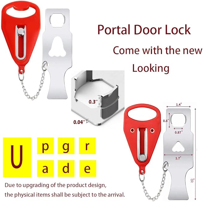 Portable Door Lock,Travel Lock, Add Extra Locks for Additional Safety and Privacy Lock Down for School, Airbnb, Home,Hotel(Set of 2)