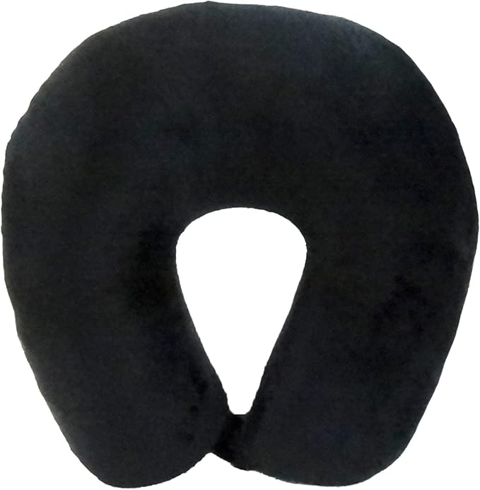 Wolf Essentials Adult Cozy Soft Microfiber Neck Pillow for Travel – Compact, Machine Washable - Perfect for Airplane, Car, or Home Use - Filled and Finished in The USA – Black