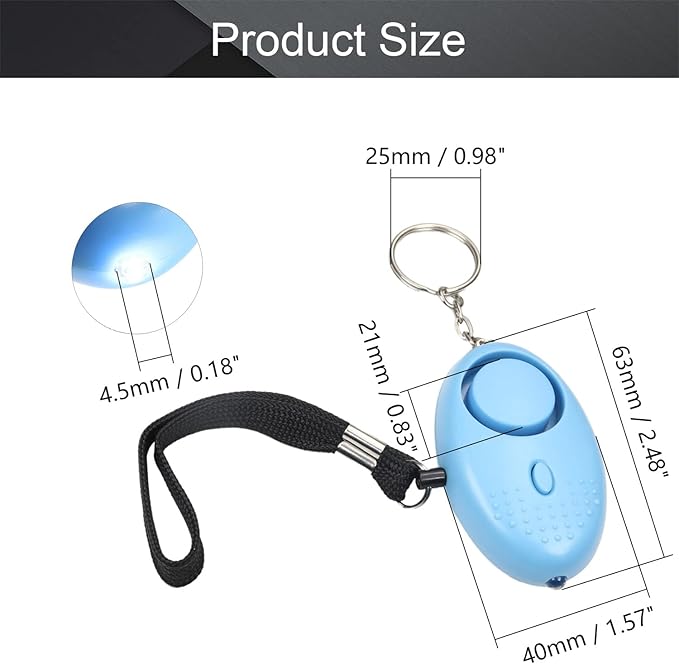 Othmro 3 Pack 130DB Personal Alarm with LED Lights, Emergency Safety Alarm for Women, Men, Children, Elderly, Light Blue