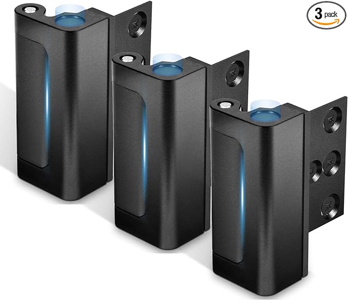 3Pack Home Security Door Reinforcement Lock, Childproof Safety Door Lock Latch Inside Stopper, Add High Security to Prevent Home Unauthorized Entry, Aluminum Construction Finish Black