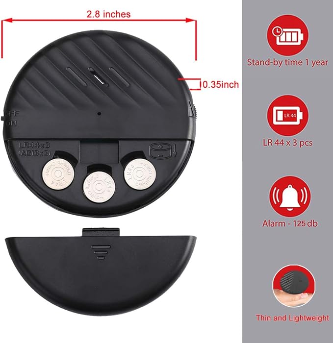 EverNary Window Vibration Alarm,3Pack 125dB Loud Ultra-Slim Anti-Theft Alarm for Door and Window Glass Break Sensor Alert with Adjustable Sensitivity (3, Black)