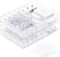 FRETONBA 2Pcs Cable Charger Organizer Box, Large Cords Storage Organizer with Adjustable Compartments and Wire Ties, Stackable Cord Organizer for Drawer - Clear