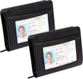 2 Pack Credit Card Holder Wallet RFID Blocking Leather Wallet for Men and Women with Zipper, Huge Storage Capacity,36 Slots