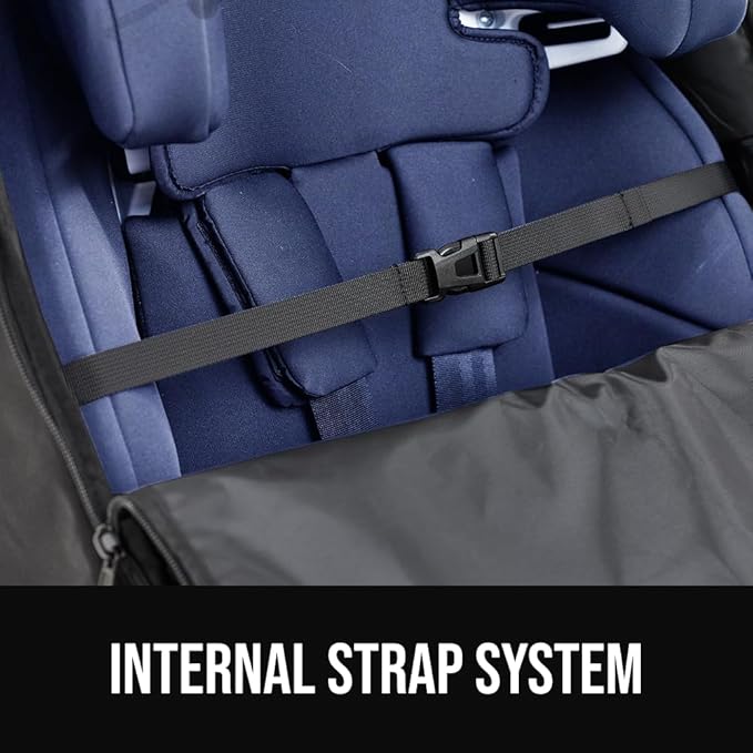 GORILLA GRIP Tear and Water Resistant Padded Car Seat Travel Bag for Airplane and Airport, Universal Fit Baby Carseat Bags, Holds Up to 50lbs, Handle & Shoulder Straps, Air Gate Check Carrier, Red