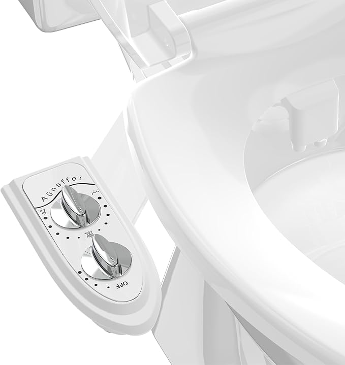 Aünsffer Bidet Toilet Attachment,Non-Electric 3 Wash Modes, Adjustable Water Pressure, Cold Water, White