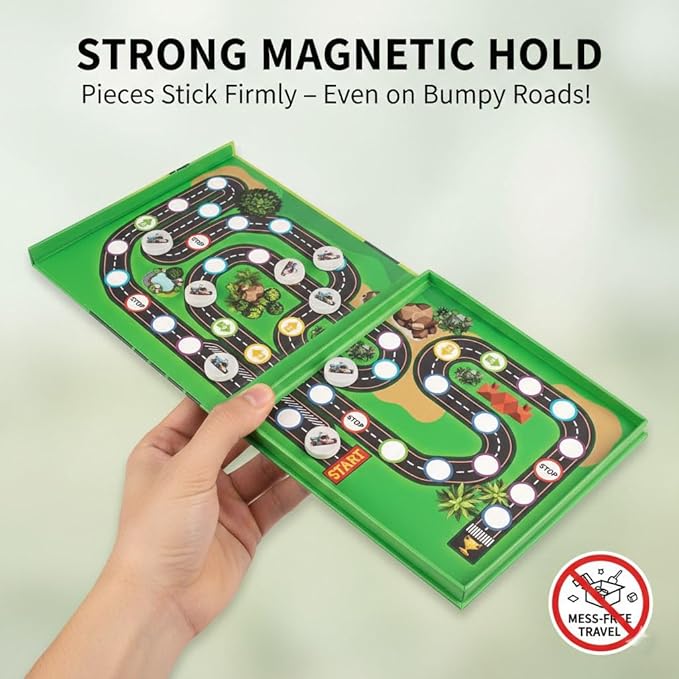 Magnetic Car Race Game for Kids 3-8 - Perfect Travel Toy for Toddlers - Fun Road Trip & Airplane Activity - Camping Game Essentials for Kid