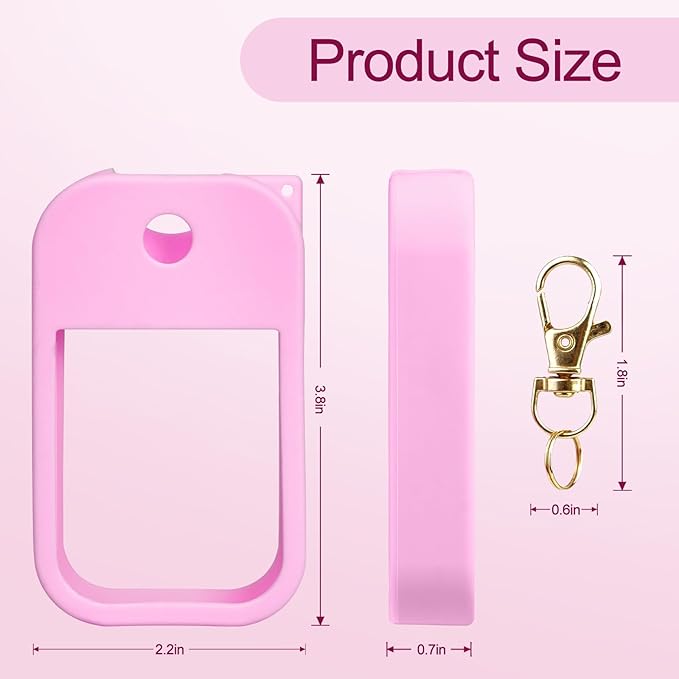 Soft-Touch Silicone Case Compatible with Touchland Hand Sanitizer Spray 1FL OZ/30ML, 2Pcs Portable and Protective Case with Metal Keychain, Easily Coordinate with Bags and Belt