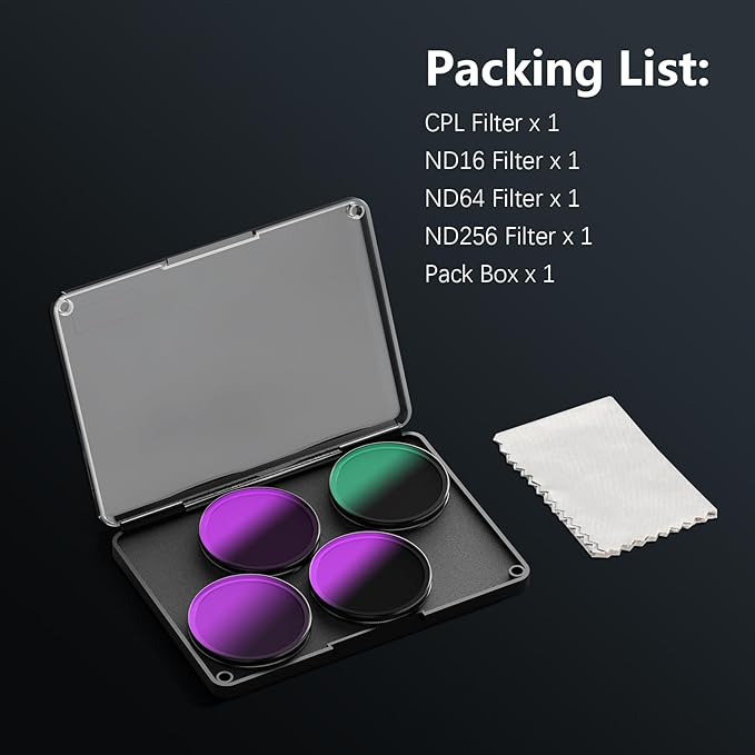 AMAZEAR ND & CPL Filters Set for DJI OSMO Action 6, Action6 Pro Accessories ND16 + ND64 + ND256 + CPL Overlay Lens Filters Kit | 4 Pack | Optical Glass | HD | Oil Resistant | Easy to Use |