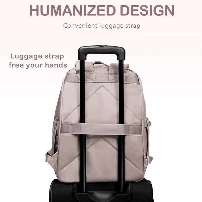VANKEAN 17.3 Inch Laptop Backpack for Women Work Laptop Bag Fashion with USB Port, Waterproof Backpacks Stylish Travel Bags Casual Daypacks for College, Business, Light Dusty Pink