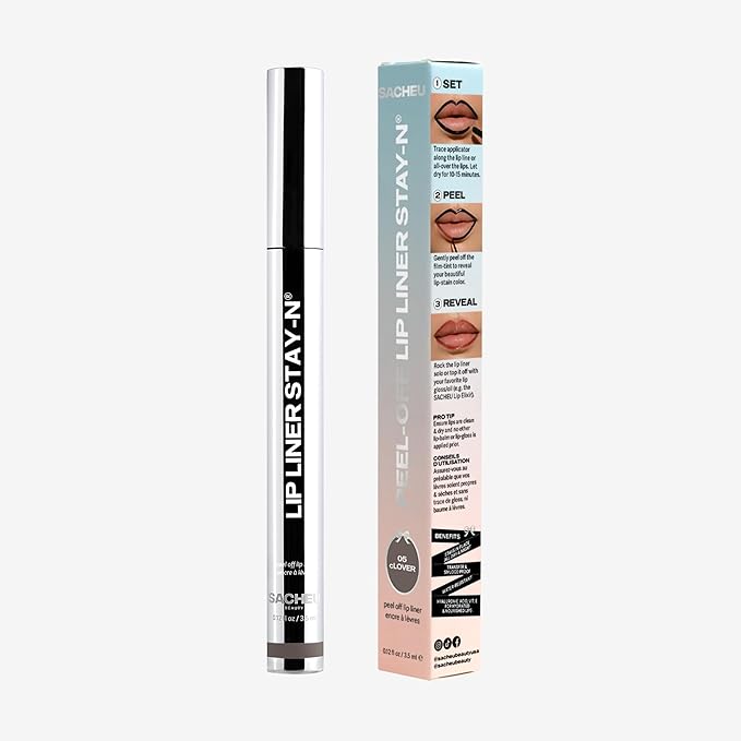 Sacheu Lip Liner STAY-N Peel Off Lip Stain — Long Lasting Waterproof Lip Tint with Hyaluronic Acid & Vitamin E — Transfer Proof Matte Finish, Vegan & Cruelty-Free (cLOVER)