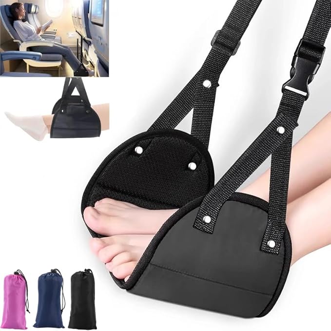 Premium Airplane Foot Hammock for Plane Travel - Ergonomic Foot Rest for Air Travel - Adjustable Leg Rest - Ideal for Long Flight - Comfortable Leg Hammock - Travel Essentials for Airplane Comfort