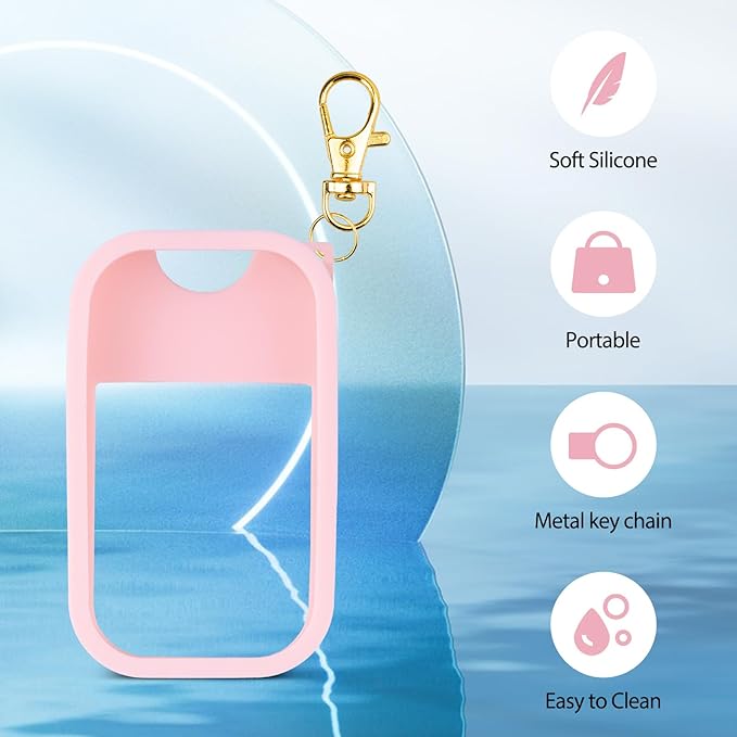 TERPINK Silicone Case Compatible with Touchland Hand Sanitizer Spray, Protective Case with Keychain for Power Mist and Glow Mist 1 fl oz, Hand Sanitizer Spray Accessory (Pink, 1 Pack)