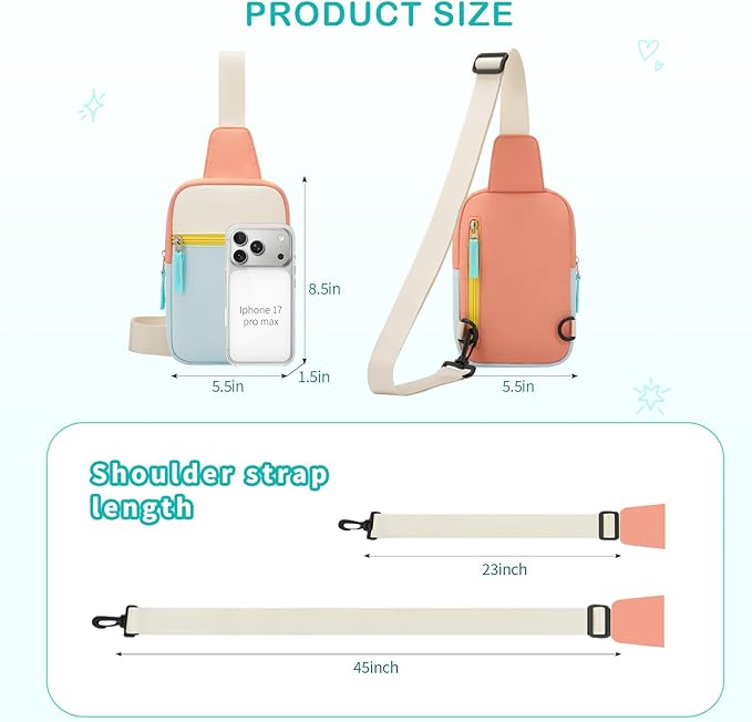 Graduation Mothers Day Gifts for Daughter Teen Girl Her, Fanny Pack Birthday Gifts for 8 9 10 11 12 Year Old Girls, Preppy Crossbody Bag, Adjustable Sling Bag Purse Trendy Stuff Kids Travel Essential