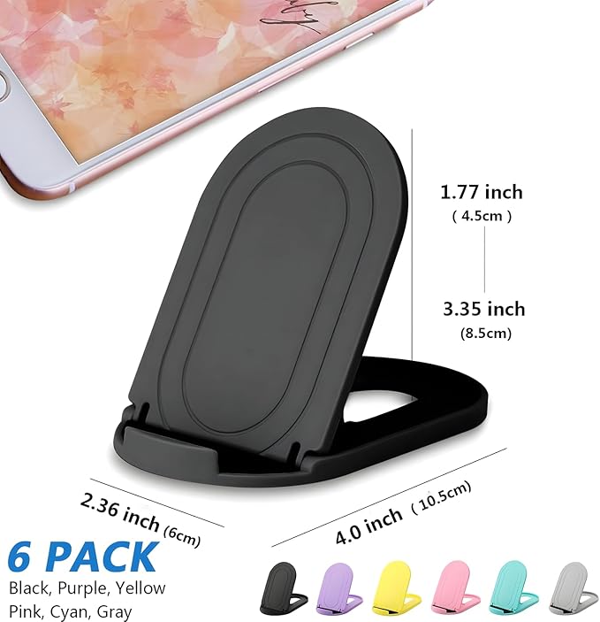 Cell Phone Stand 6Pack, Foldable Portable Desktop Cell Phone Holder, Adjustable Universal Multi-Angle Cradle Stands for iPhone 15 14 13 12 11 Pro Xs Max Xr X 8 Plus Samsung Galaxy Tablet Smart Phones