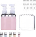 CLOUDEMO Mini Shampoo Dispenser Portable Travel Bottle Set, 2-in-1, 3-in-1, 4-in-1 Mini Dispenser Portable Travel Set, Leak Proof Refillable Travel Containers with Labels (Pink,2 in 1)