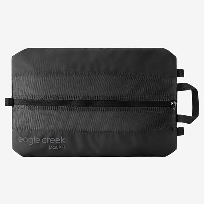 Eagle Creek Pack-It Reveal Shoe Sack - Breathable Shoe Storage Sack for Optimizing Luggage Space - Quick-Drying Material - Lightweight - Washable - Ventilated - Black