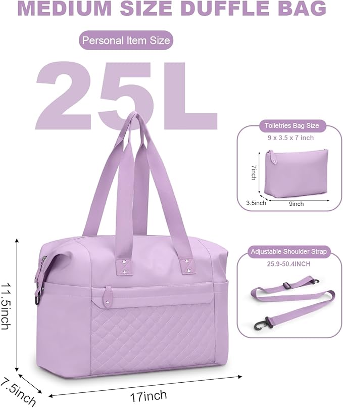 Pritent Travel Duffle Bag, Waterproof Weekender Overnight Hospital Bags for Women Men with Toiletry Bag Lightweight Carry on Personal Item Duffle Gym Bag for Travel, Airplanes, Sports