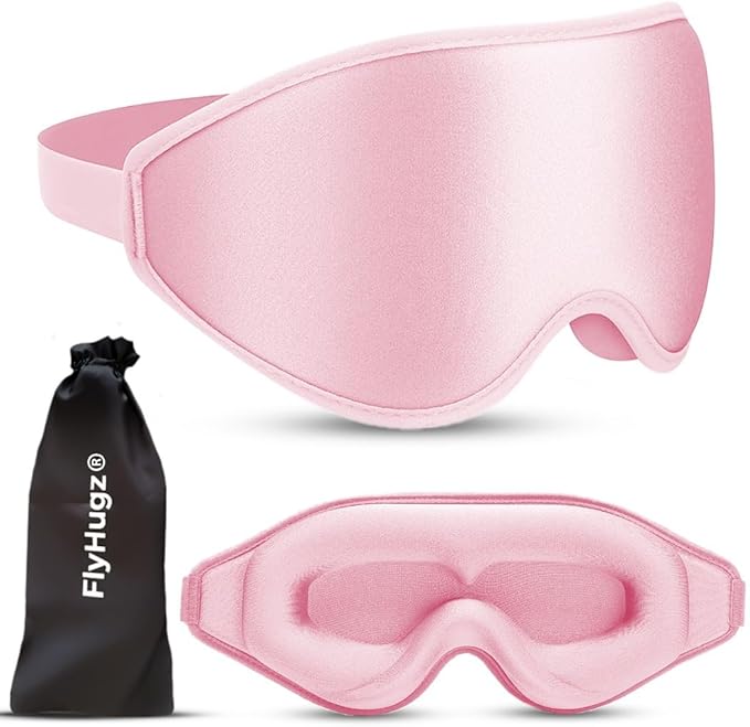 FlyHugz® 3D Travel & Home Sleep Mask|Ultra-Soft, 100% Light-Blocking Eye Mask for Deeper Sleep,Adjustable Strap with Nose Bridge Design|Perfect for Travel and Insomnia