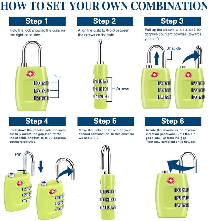 TSA Luggage Locks (4Pack) - 3 Digit Combination Padlocks - Approved Travel Lock for Suitcases & Baggage (Green1)