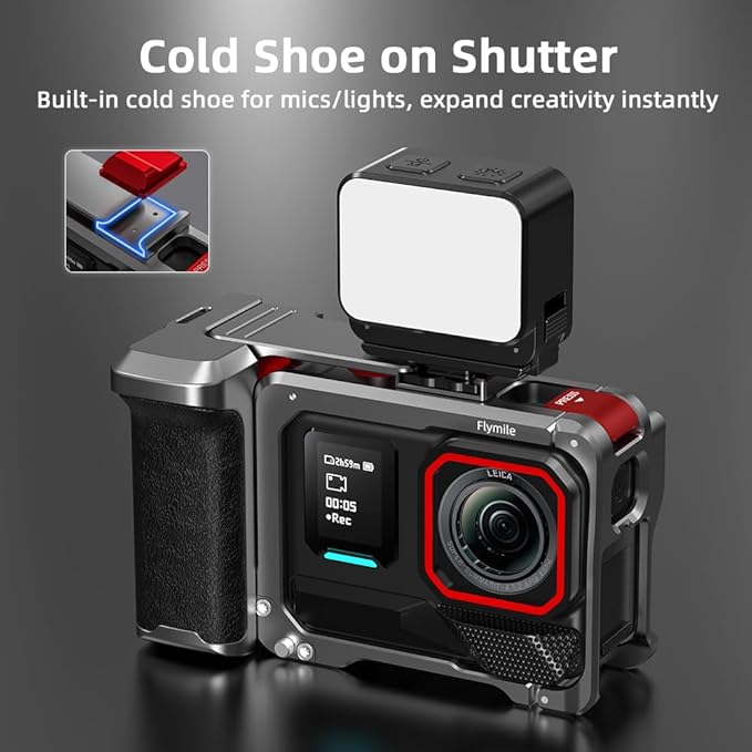 BRDRC Grip Kit for Insta360 Ace Pro 2 / Ace Pro (with Cage), Handle Holder Bundle Expansion Mount with Shutter Button, Quick Release, Cold Shoe for Insta 360 Ace Pro 2/Insta360 Ace Pro Accessories
