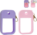 2 Sets Silicone Case Compatible with Touchland Hand Sanitizer Spray 1 FL. OZ./30 mL, Stylish Hand Sanitizer Mist Accessory with Portable Keychain (Pink, Purple)