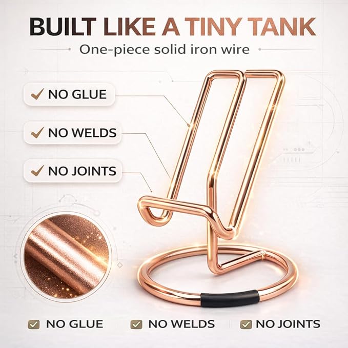 Mizi Cell Phone Stand for Desk – Metal Mobile Phone Holder Compatible with iPhone, iPad, Switch & All Smartphones – Cute, Classy Stylish Display Stand – Rose Gold
