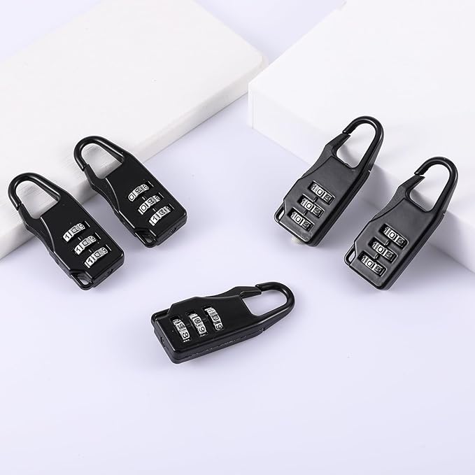 5 Packs Combination Luggage Lock, 3 Digit Combinations Padlock, Black Small Password Security Padlock Zinc Alloy Safe Combination Padlocks for Backpacks Briefcases Suitcases Notebook Bags