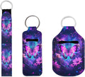Suobstales 3Pcs Travel Bottles Keychain Holder Set,Travel Bottle Sleeves+Neoprene Chapstick Holders+Lanyard Keychain
